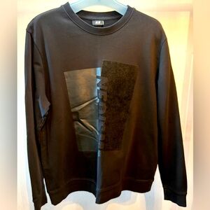 H&M black sweat shirt Size L blue. Print on the front